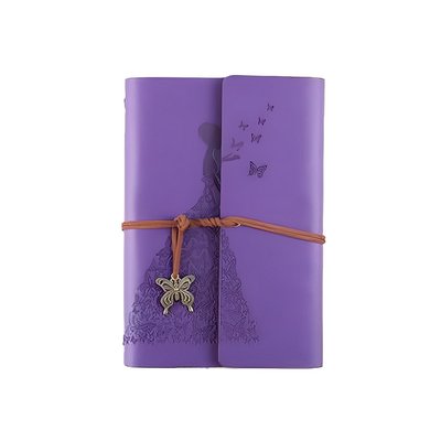 Шкіряний блокнот на кільцях для скрабукінгу 80 крафтових аркушів Фіолетовий (УЦІНКА)