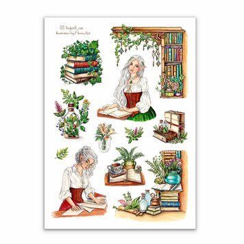 Сет стикеров BUJODI Магические книги 17х12 см