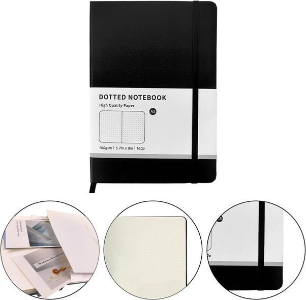 Блокнот в точку A5 для Bullet Journal Черный 160 страниц 100 г/м&sup2;