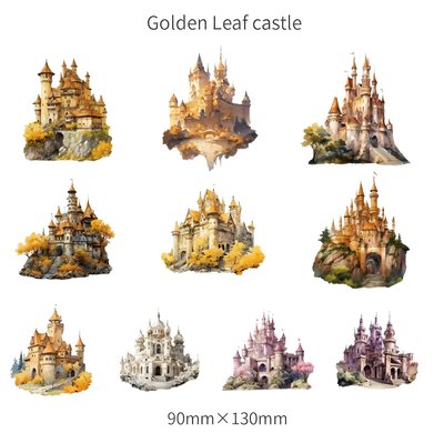 Набор стикеров на прозрачной ПВХ основе Golden Leaf Castle 20 шт (TZZH032)