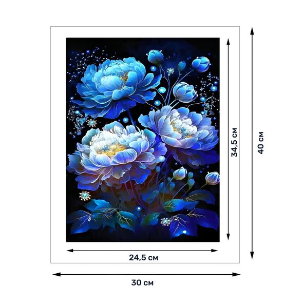 Набор для мозаики алмазной с аксессуарами Голубые цветы 24,5х34,5 см (ART-M-SP40)