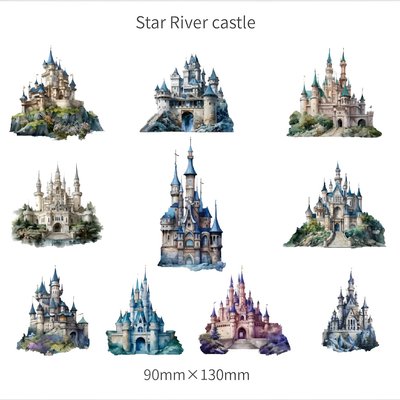 Набір стікерів на прозорій ПВХ основі Star River Castle 20 шт (TZZH028)