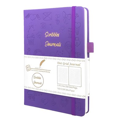 Блокнот в точку А5 для Bullet Journal Фиолетовый с тиснением 80 листов 160 г/м² (BUKE-037)