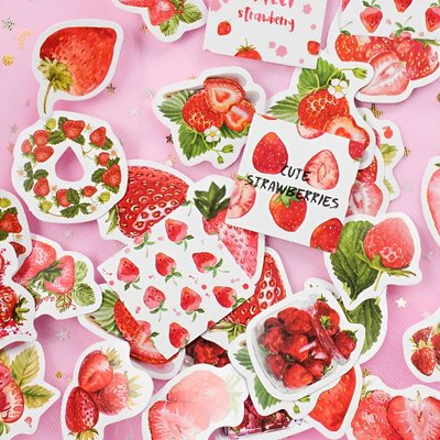 Набір стікерів картинок Etori Life Cute Strawberries 46 штук (EXE230209)