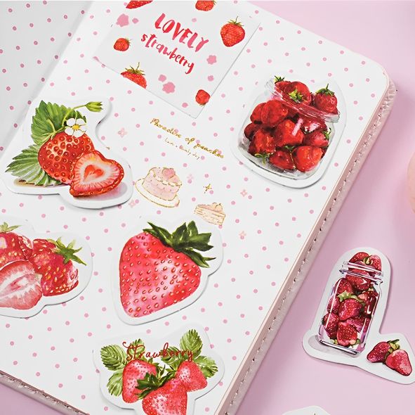 Набір стікерів картинок Etori Life Cute Strawberries 46 штук (EXE230209)