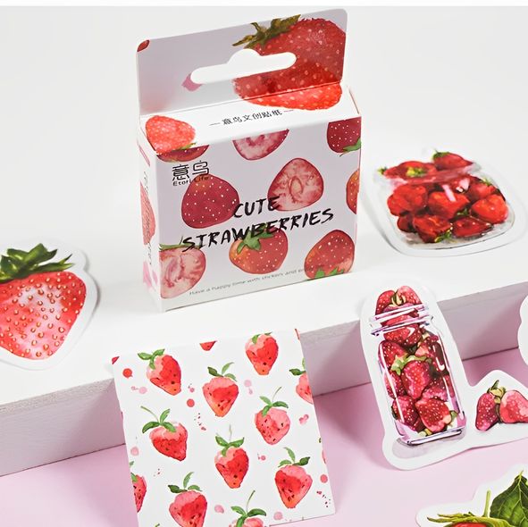 Набор стикеров картинок Etori Life Cute Strawberries 46 штук (EXE230209)