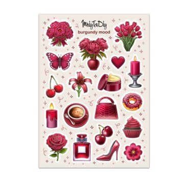 Сет наклейок MriyTaDiy Burgundy Mood 10х15 см