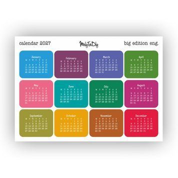 Стікери-наклейки Big Edition Calendar 2027 кольорові English 15 х 21 см