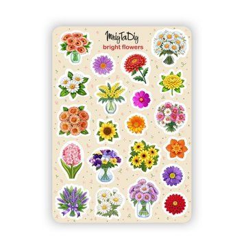 Стикеры-наклейки MriyTaDiy BRIGHT FLOWERS 10 &times; 15 см