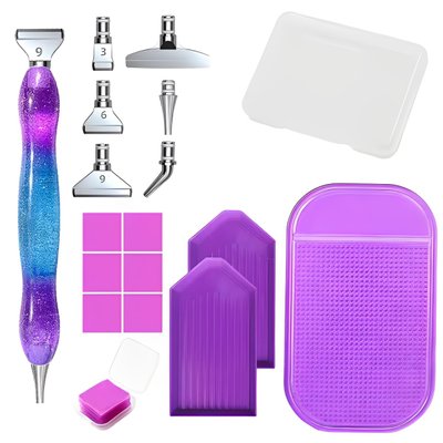 Набор инструментов для алмазной мозаики Фиолетовый 17 шт (YIWU-T28-V)