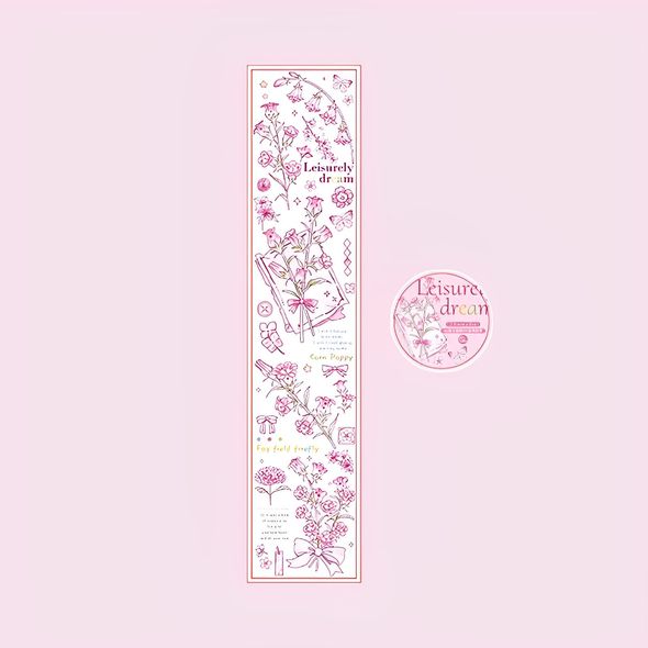 Декоративний скотч JIUMO 3 м Рожеві квіти (MR-TJ020-021)