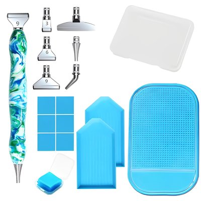 Набор инструментов для алмазной мозаики Зеленый 17 шт (YIWU-T28-G)