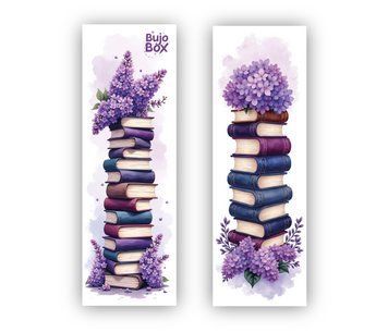 Двостороння закладка для книг BuJoBox Книги у бузку 4,6&times;14,6 см