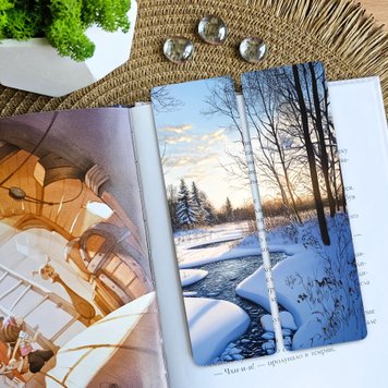 Двостороння закладка для книг MriyTaDiy ART-64 Світанок у лісі 5х16 см