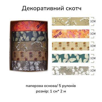 Набір декоративних скотчів Природа 1 см х 2 м 5 шт (TWWT-468-1)