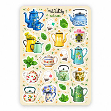 Сет стікерів ART STORY MriyTaDiy Teapots 10х15 см