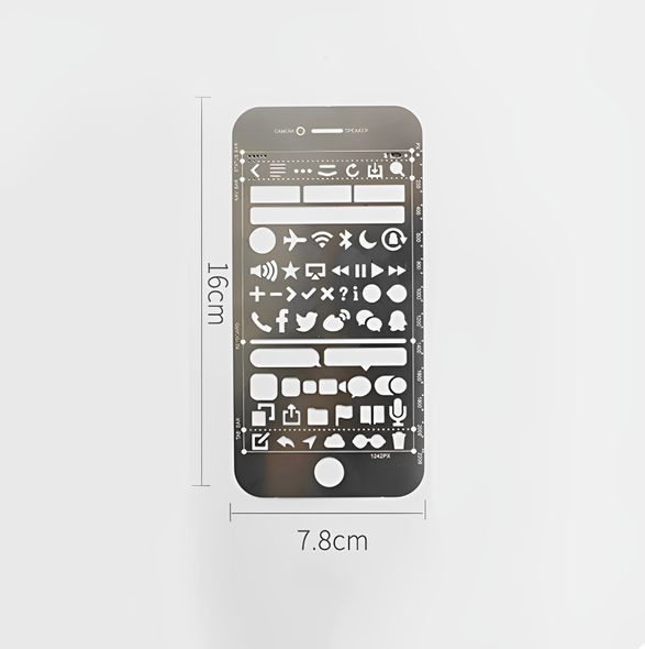 Креативна багатофункціональна лінійка-трафарет Смартфон 16x7.5 см