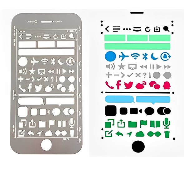 Креативна багатофункціональна лінійка-трафарет Смартфон 16x7.5 см