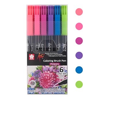 Набір маркерів Sakura Koi FLOWERS 6 кольорів XBR-6E (УЦІНКА)