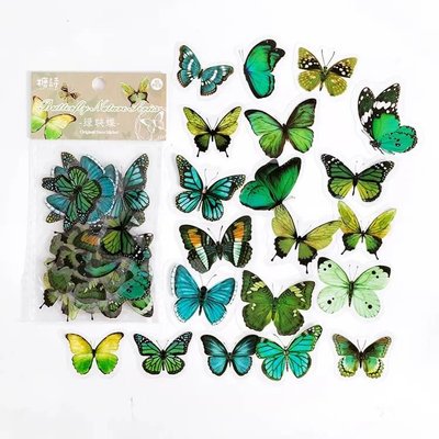 Набор прозрачных стикеров для скрапбукинга Зеленые бабочки 40 шт (TS06E22)