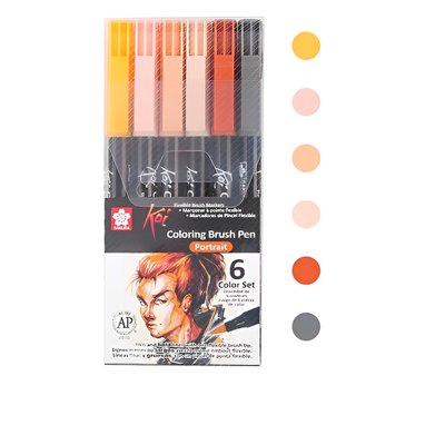 Набір маркерів Sakura Koi PORTRAIT 6 кольорів XBR-6C