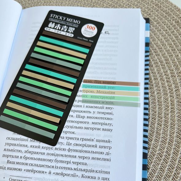 Стикеры-закладки для заметок Мятные 5 цветов 300 шт (MEMO-300-15-MN)