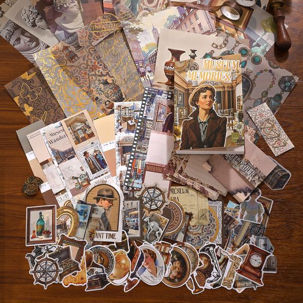 Набір матеріалів для скрапбукінгу SIMNO Museum Memories 147 шт 18x23 см