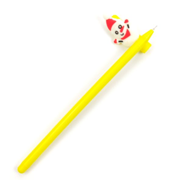 Ручка новогодняя жёлтая Снеговик