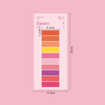 Стікери-закладки для нотаток Romantic кольорові 10 кольорів (6941731551154)