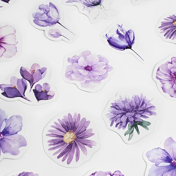 Набір стікерів картинок Etori Life Purple Flowers 46 штук (EXE230210)