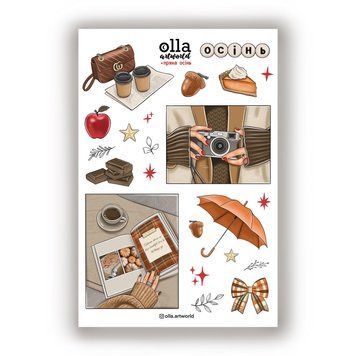 Сет наклейок Olla Artworld Пряна осінь 10х15 см