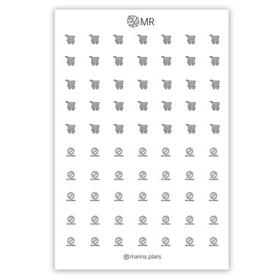 Функціональні стікери іконки для щоденника MR Покупки 10х15 см