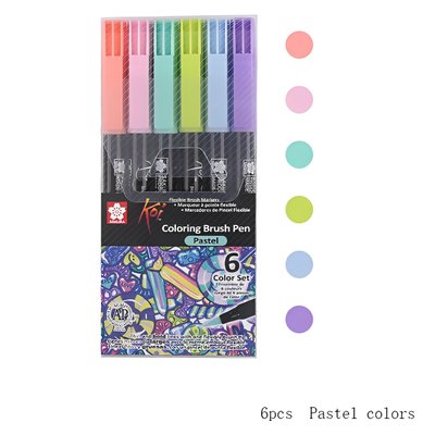Набір маркерів Sakura Koi PASTEL 6 кольорів XBR-6G