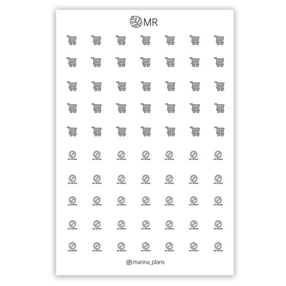 Функціональні стікери іконки для щоденника MR Покупки 10х15 см