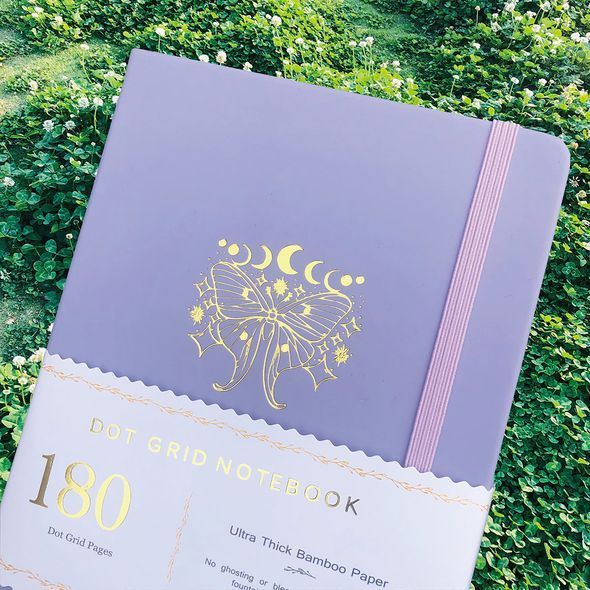 Блокнот в крапку А5 для Bullet Journal Бузковий зі сріблястим зрізом 80 аркушів 180 г/м&sup2; (BUKE-007)
