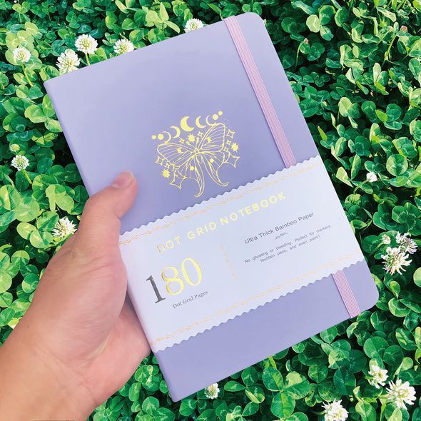 Блокнот в крапку А5 для Bullet Journal Бузковий зі сріблястим зрізом 80 аркушів 180 г/м&sup2; (BUKE-007)