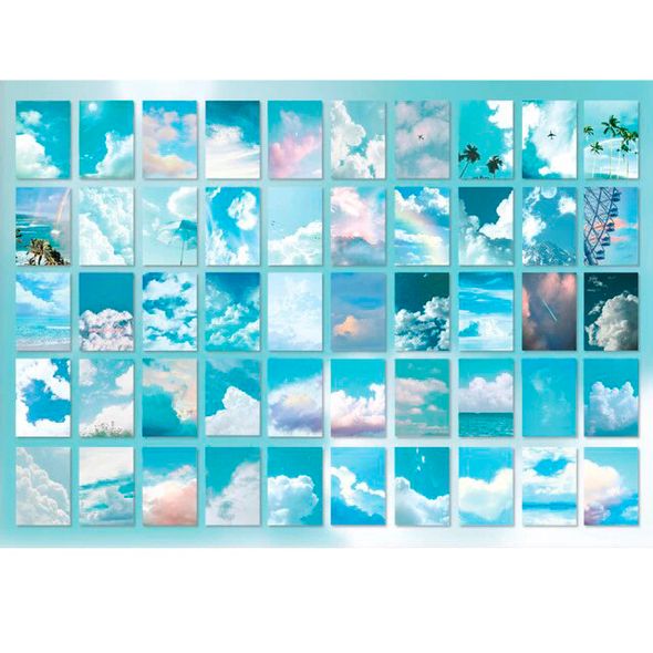 Міні стікербук на 50 наклейок 4х6 см Ніжні хмари