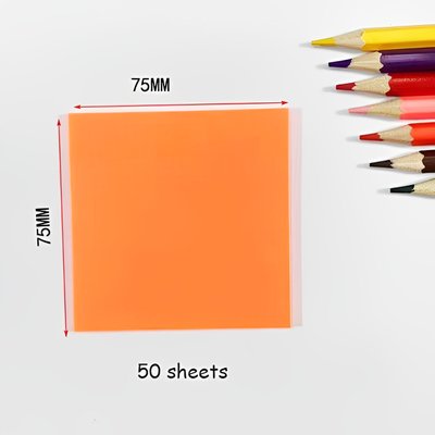 Набір прозорих стікерів для нотаток Помаранчеві 7.5х7.5 см 50 шт (TWN-10-75-O)