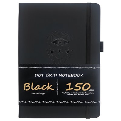 Блокнот в крапку А5 для Bullet Journal Чорний з чорними сторінками 80 аркушів 150 г/м² (BUKE-009)