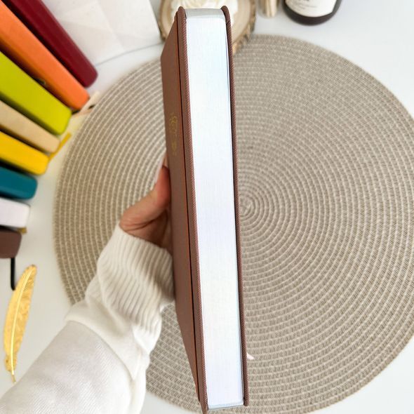 Блокнот в крапку А5 для Bullet Journal Коричневий текстильний зі сріблястим зрізом 80 аркушів 180 г/м&sup2; (BUKE-027)