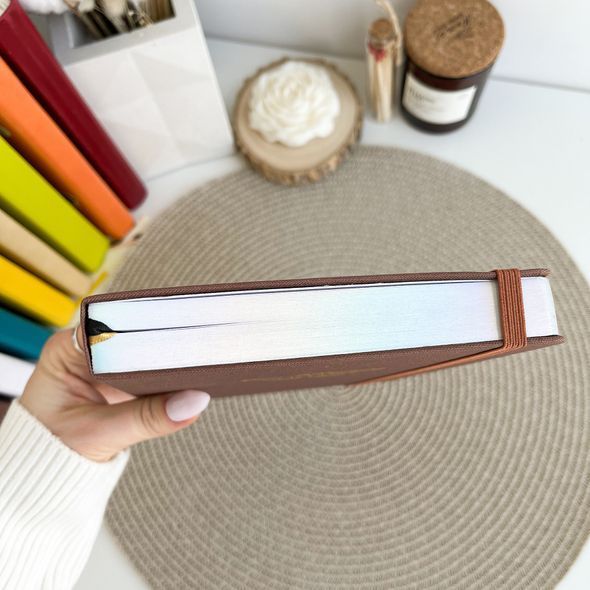 Блокнот в крапку А5 для Bullet Journal Коричневий текстильний зі сріблястим зрізом 80 аркушів 180 г/м&sup2; (BUKE-027)