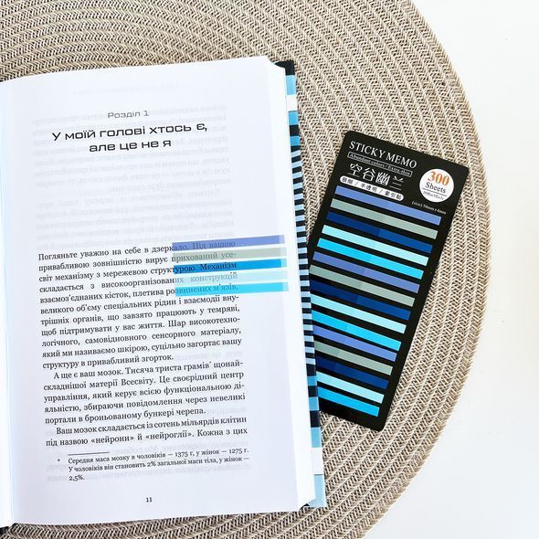 Стікери-закладки для нотаток Блакитні 5 кольорів 300 шт (MEMO-300-15-B)