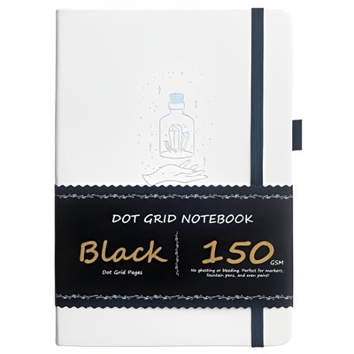 Блокнот в крапку А5 для Bullet Journal Білий з чорними сторінками 80 аркушів 150 г/м² (BUKE-010)