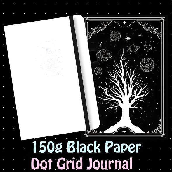 Блокнот в крапку А5 для Bullet Journal Білий з чорними сторінками 80 аркушів 150 г/м² (BUKE-010)