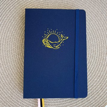 Блокнот в крапку А5 для Bullet Journal Синій текстильний зі сріблястим зрізом 80 аркушів 180 г/м² (BUKE-022)