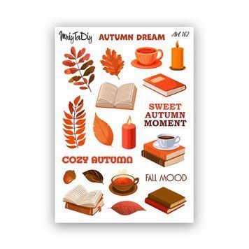Книжные наклейки MriyTaDiy ART 162 Уютная осень 10х15 см