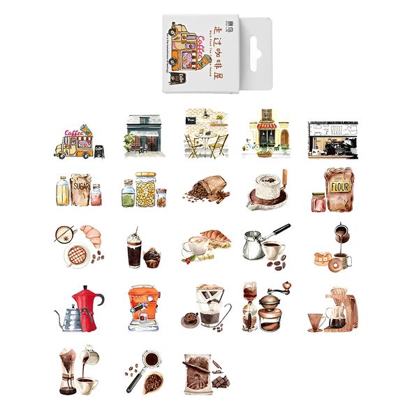 Набір стікерів картинок Etori Life Coffee 46 штук 4х4 см (ENE230317)