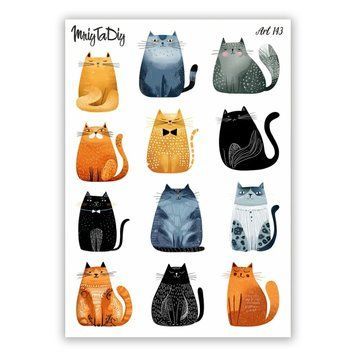 Сет наклейок MriyTaDiy Art №143 Веселые котики-2 10х15 см