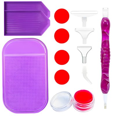 Набор инструментов для алмазной мозаики Фиолетовый 14 шт (YIWU-T36B-4)