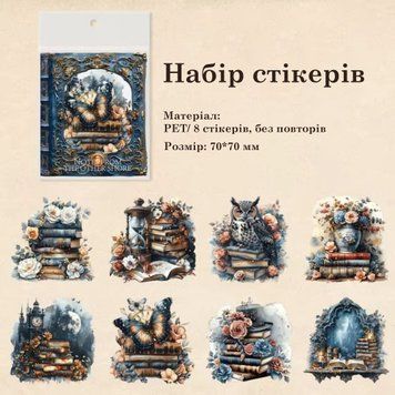 Набір стікерів Містичні книги 8 шт (KQ95-WYSG002)